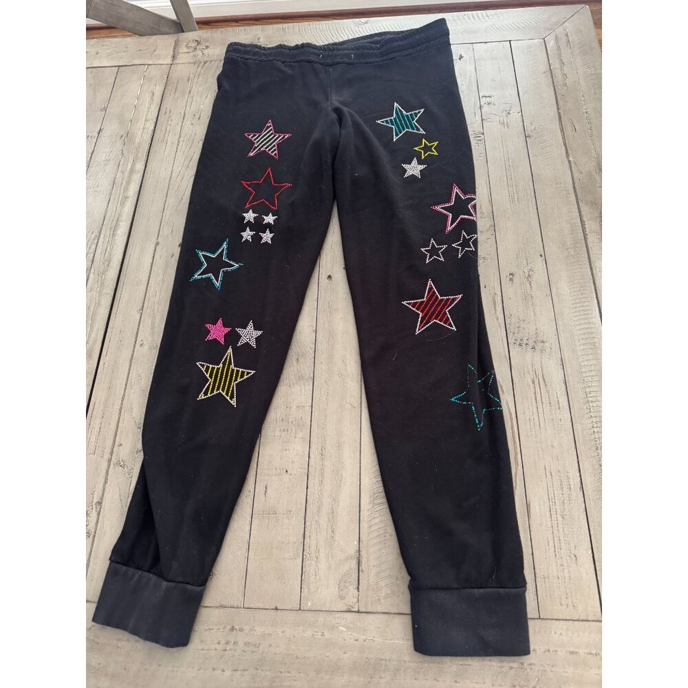 Lauren Moshi Mimi Star Crystal Shining Star Sweatpants Pants Black Size Medium